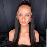 Bone straight human hair lace front wig freepart