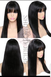 ( MaryJoe) Glueless Human Hair Lace Front wig with bangs and bleached knots