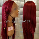 Racy wine double braided lace front wig
