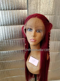 Racy wine double braided lace front wig