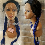 Blue ombre dark roots double braided  lace front 24inches