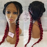 Burgundy red wine black root lace front wig 24 inch