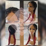 Burgundy red wine black root lace front wig 24 inch