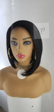 Sexy black lace front bob wig with deep side part perfect for all skin tones