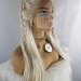 Double braided platinum blonde lace front wig with jewelry and Transparent lace