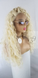 Big Curly blonde water wave lace front wig