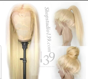 100% human hair lace front blonde freepart transparent lace wig