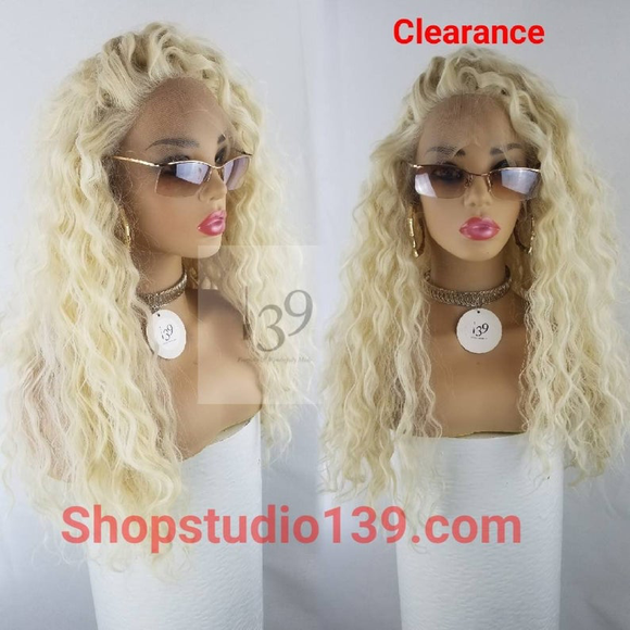 Big Curly blonde water wave lace front wig