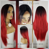 Jane Red ombre Blended lace front wig with shifting part perfect for all skin tones