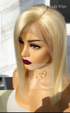 Y.Blonde Human Hair Lace Front Bob Wig Free parting space.