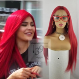 Red lace front wig with free parting space perfect for all skin tones
