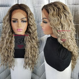 (Kristine) Ash blonde/dark  water wave lace front wig