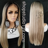(Brittany) Ashy Blonde Lace Front Wig with Deep Middle Part