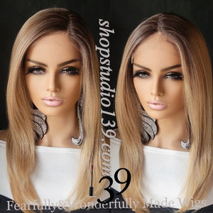 (Taylor) Sexy Honey Blonde lace front with with shifting part