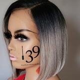 (Ainsley) Ash Grey HD Lace front bob with side part