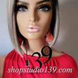 (Ainsley) Ash Grey HD Lace front bob with side part