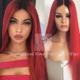 (Red hot)lace front wig with dark roots