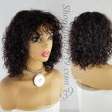Sharon is a Sexy 100% Human Hair Water Wave Wig With Bangs
