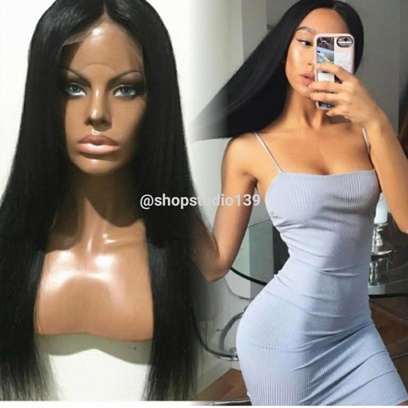 Human hair bone straight lace front