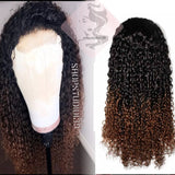 Kinky curly human hair lace front 2 toned
