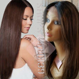 (Mercy) human hair blend lace front with natural side part