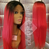 Red hot ombre 24inch lace front wig