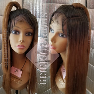 Human hair blend lace front wig with circular parting space