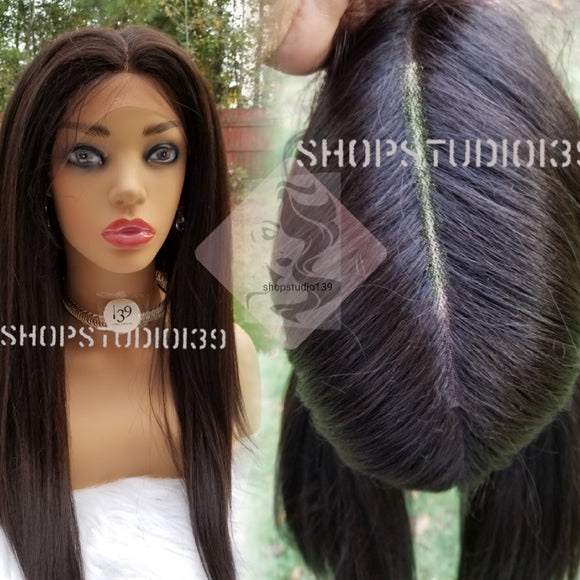 (Sky) Human hair blend 360° wig with multiple parts