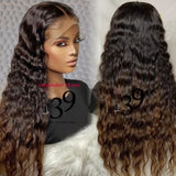 1B/30  100% Human Hair Water Wave HD lace Front wig