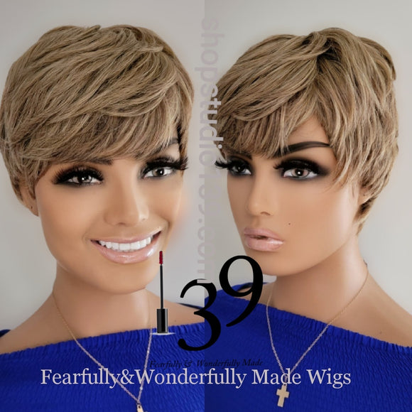 (Gail) Short and sassy Ash Blonde pixie wig