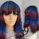 Color block wavy bang wig