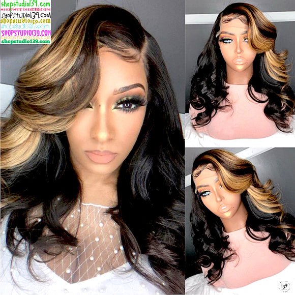 Celebrity wowfactor 100 percent human free part 13x16 1b/27 ombre wig 180 density
